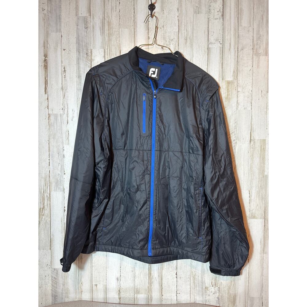 Mens Footjoy Golf Jacket XL Black/Blue Water Resistant‎